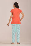 Sweet Moon Knit Cotton Pyjama Set - Sky Blue Peach — thumbnail 2